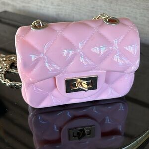 Quilt Patchwork Mini Jelly PVC Pink Crossbody/Shoulder bag with chain